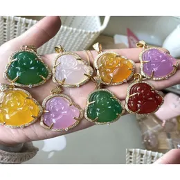 قلادة قلادة المجوهرات الإضافية مصنع كامل S925 Sier Maitreya Agate Ladies Cz Jade Jade Buddha Necklace4977814 المجوهرات DHEX7