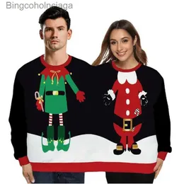 Women's Sweaters Christmas Sweater holiday spoof 3D digital printing couples two-piece double sweater loose lovers Funny Autumn Winter ClothingL231010