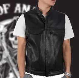 Coletes masculinos moda colete preto motocicleta hip hop colete masculino falso couro punk sólido primavera sem mangas 231010