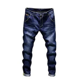 Modedesigner mager jeans män rak smala elastiska jeans herrar avslappnad cyklist manlig stretch denim byxor klassiska pants241e