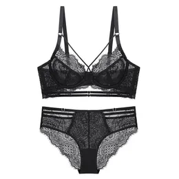 Sexig spets ultratunna transparent behå och trosor set underkläder med stenar Push Up Bandage Bh Women Lingerie A B C D Cup 2020 Ny Y262Z