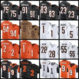 9 Joe Burrow 1 Ja'Marr Chase 2 Evan McPherson Football Jersey Sam Hubbard Tee Higgins Cam Taylor Britt Joe Mixon Logan Wilson Trey Hendrickson Tyler Boyd Daxton Hill