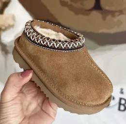 Crianças Criança Tasman II Chinelos Tazz Sapatos de Bebê Pele de Castanha Slides Pele de Carneiro Shearling Clássico Ultra Mini Bota Inverno Mostarda Semente Mules Slip-on Lã Little Big 556