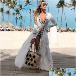 Vestidos casuais básicos y er up maiô branco renda borlas vestido mulheres bikini swimwear maiô verão praia wear túnica y200706 ap dhmce