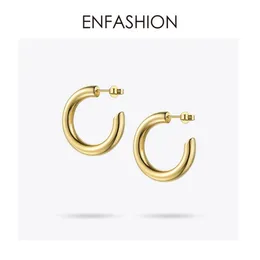 Enfashion Small Hoop Earrings Solid Gold Color Eorthity Earings 여성 보석을위한 스테인레스 스틸 서클 이어링 EC171023 T190625178S