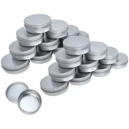 Garrafas de embalagem atacado latas de alumínio recarregáveis latas de bálsamo labial recipientes de creme cosmético frascos redondos caixa de metal 5g 10g 15g 25g 3 dhjhw