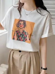 プリント付き女性のTシャツコットンTシャツ