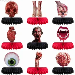 Other Event Party Supplies Halloween Party Honeycomb Ornament Horror Atmosphere Bloody Broken Hands Legs Tabletop Paper Fan Honeycomb Balls 9pcs Q231010