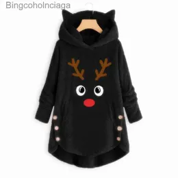 Swetry świąteczne dla kobiet dla kobiet wielkie płaszcze z kapturem Hiver Pullover Pull Noel Femme Ugly 2022 Zima duża czarna parka 5xl 4xl 3xll231010