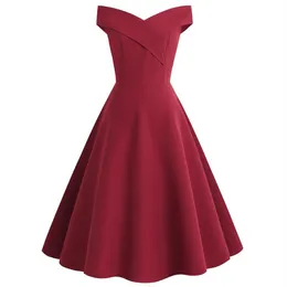 abiti da festa moda donna A-line nero verde rosso sexy club impero off-spalla Abiti vintage259U