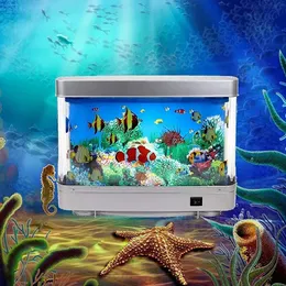 Juldekorationer Artificial Tropical Fish Aquarium Decorative Night Light Virtual Ocean Dynamic Led Lamp Sweet Room Decor Chiles Christmas Gift 231010