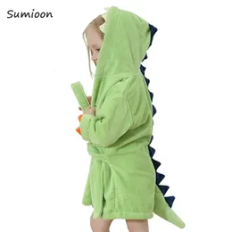 Towels Robes Cute Baby Bathrobes for Girls Pajamas Kids Dinosaur Hooded Beach Towel Boys Bath Robe Pajamas Baby Sleepwear Children Clothing 231006