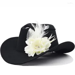 BERETS 3SIZE Women's Girl's Wool Hollow Western Cowboy Hatt med Fashion Flower Gentleman Lady Jazz Cowgirl Toca Sombrero Cap