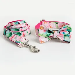 Collari per cani Guinzaglio personalizzato con colletto a fiori rosa con farfallino Set targhetta incisa gratuita per piccole, medie e grandi dimensioni