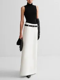 Юбки Lemongor, городские женские стильные однотонные элегантные прямые юбки 2023, летние длинные с высокой талией для офисных женщин
