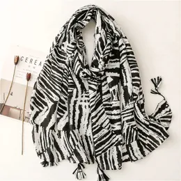 Xales Wuaumx Lenço Feminino Zebra Padrão Impressão Lenços Primavera Outono Stripe Xaile e Wraps para Lady Muffler Hijab 180 * 90cm 231010