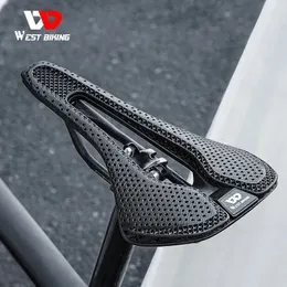 Bike Saddles WEST BIKING Carbon 3D Printed Bike Saddle Ultralight Bike Saddle Breathable For Men Women Triathlon Road MTB Mountain Bike Seat 231009