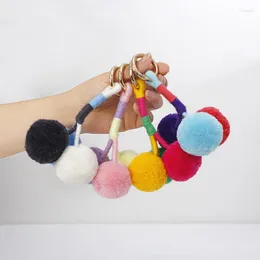 Keychains Exaggerated Pompom Fashion Boho Style Women For Bag Keys Pendant Accessories 2023 Wholesale Keyrings