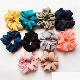 Saç Aksesuarları 117 Styles Lady Girl Saç Kısaltma Halkası Elastik Bantlar Saf Renkli Leopar Ekose Dışarı Spor Dans Scrunchie Dh8rn