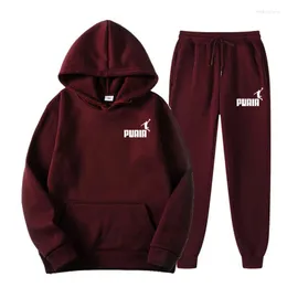 Herrspår på kvinnor kvinnors modegata avslappnad fast färg hoodie jacka set höst vinter långärmad fleece sportkläder byxor kostym