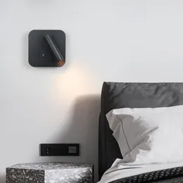 Lâmpada de parede 12w led backlight 360 graus universal rotação da cabeça ajustável moderno design simples el quarto estudo interruptor de cabeceira