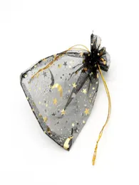 100 PCS Black Moon Star Organza 호의 드로우 스트링 가방 4 가지 웨딩 보석 포장 파우치 멋진 선물 가방 공장 2895150