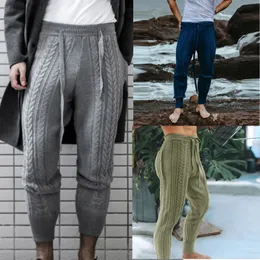 Pantalones para hombres Pantalones de punto para hombres Moda delgada Longitud del tobillo Cordón Color sólido Lápiz Otoño Invierno Pantalón de lana cálido 231009