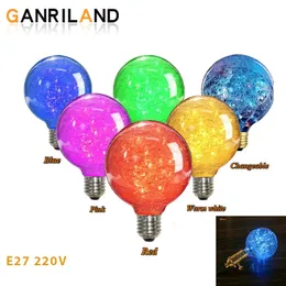 Inne domowe ogród Ganriland G95 Kolorowa LED Edison Bulb Light Light Copper Drut E27 220V Globe BulB 50 Lampa Bead Świąteczne oświetlenie Indoor Decor 231009