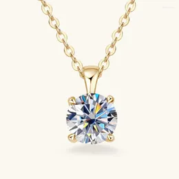 체인 ACP-073 Lefei 패션 트렌디 단순 럭셔리 클래식 4 1ct Moissanite Round Necklace for Women S925 Silver Party Jewelry Gifts