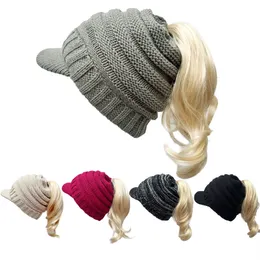 5 가지 색상 챙이 롤링 된 가장자리 말초 모자 따뜻한 줄무늬 오리 혀 울 모자 가을 겨울 여성 따뜻한 모자