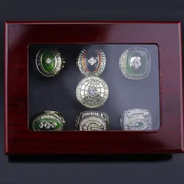 Three Stone Rings 7pcs 1961 1962 1965 1966 1967 1996 2010 Packer Championship Ring with Collector's Display Case309u