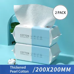 Vävnad 200 ark Rengöring av bomullsvävnad mjuk tjock engångshandduk Våt torrtukar Makeup Remover Handduk Cotton Pads Skincare 231007