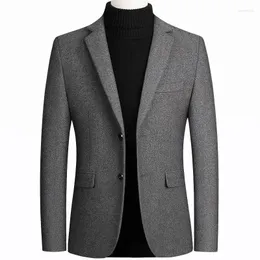 Abiti da uomo Blazer Cappotto Autunno Inverno Addensare Caldo Cappotto di lana Moda maschile Solido Giacca a vento sottile Bussiness Causale Capispalla