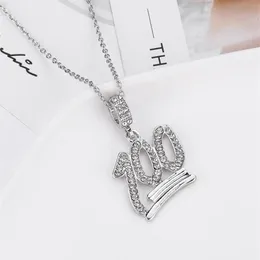 Fashion Simple Hollow Necklace Gold Full White Rhinestone 100 Points Pendant Jewelry Student Necklaces Jewelry Gift210b