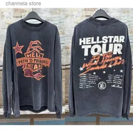 Herr t-shirts hellstar långärmad t-shirt high street graffiti hip hop do Old Wash Water Men's Women's Overdized Sweatshirts T231010