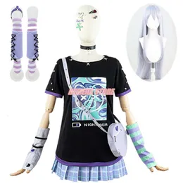 Klockan 25:00 på Nightcord Yoisaki Kanade Cosplay Costume Project Sekai Colorful Stage Vtuber K Summer Short Kirt Set Wig Role Playcosplay