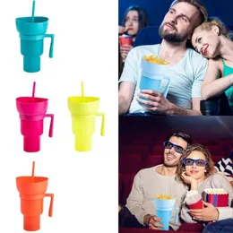 Plastic Coke Cup Chicken Fried Popcorn Straw Cup Creative Snack Cup Holder Bowl Stadium Mug