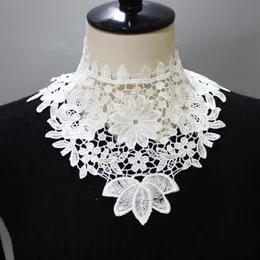 Women Lace Floral Fake Collars Ladies Shirts Detachable Collar White Black Embroidery Necklace False Shawl Decorative Bow Ties221Y