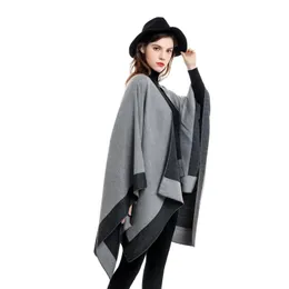 Sjalar vinter kashmir kvinnor halsduk kvinnlig lyxmärke halsdukar lady cape med split sjal wraps foulard tippet pashmina poncho 231010