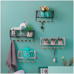 Storage Holders & Racks Nordic Simple Creative Iron Wall Holders Kitchen Shelf Home Decoration Racks Hanger Keys Hooks Storage Rack Fr Dhrnm