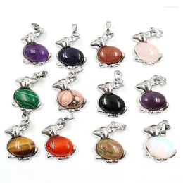 Pendant Necklaces Xinshangmie Silver Plated Natural Rose Quartzs Rock Crystal Stone Lovely Animal Charm Trendy Women Jewelry