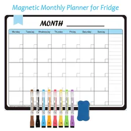 Tableaux blancs magnétique hebdomadaire mensuel planificateur calendrier tableau blanc souple pour Notes effaçable stylo marqueur réfrigérateur aimant autocollants 231009