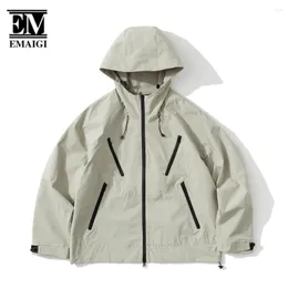 Men's Jackets Outdoor Waterproof Loose Hooded Jacket Men Cityboy Streetwear Fashion Oversize Casual Cargo Plus Size Coat Brand Clothes