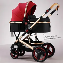 Коляски # Belecoo легкая роскошная детская коляска 3 в 1 портативная двусторонняя дорожная коляска для мам розового цвета271j