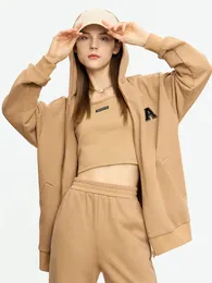 Zweiteilige Damenhose AMII Minimalismus 2023 Herbst passende Sets Kapuzenreißverschluss Mantel Freizeitjacke lockere Hose Anzug Damenmode Hose 12323076 231009