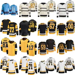 Hockey personalizzato 17 Bryan Rust Jersey Reverse 58 Kris Letang 77 Jeff Carter 87 Sidney Crosby 71 Evgeni Malkin 59 Jake Guentzel 67 Rickard Rakell Stadium Kids Lady Man