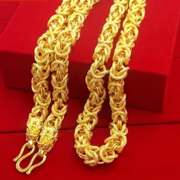 Halskette für Jungen, Herren-Halskette, 18 Karat Gelbgold gefüllt, Hip Hop, schwere, dicke, klobige Halsband-Halskette, Modeschmuck, 24 Inc333d