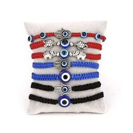 Charm Bracelets New Blue Evil Eye Charm Braided Rope Chains Bracelets For Women Men Turtle Elephant Hamsa Hand Red String Bangle Fashi Dhinc