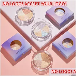 Evidenziatori abbronzanti No Brand Evidenziatori luccicanti Polvere Glitter Palette Shadow Bronzer viso Illuminatore ad alta lucentezza Glow Face Co Dh8Pd