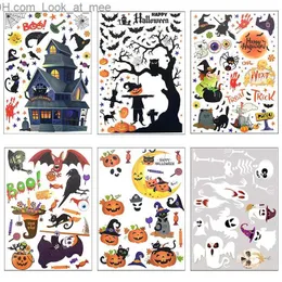 Andra evenemangsfest leveranser avtagbara halloween väggklistermärken skräck Grim Reaper Witch Pumpkin Window Stickers för Halloween Party Home Bar Floor Wall Decal Q231010